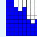 青色と白色のグリッドに灰色の縦線が描かれたデザイン。