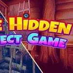 本棚やはしごがある部屋の中に「THE HIDDEN OBJECT GAME」と書かれたカラフルな文字。