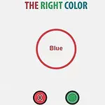 赤い円の中に「Blue」と書かれた文字、下に赤いバツ印と緑の丸印のボタンが配置された画像。