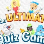 アニメーションキャラクターが賑やかに配置された「The Ultimate Quiz Game」というテキスト。