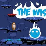 青い炎のキャラクターと赤いモンスターが浮かぶプラットフォームと星があるイラスト。