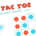 赤と青の円が配置された格子状のボードと「TIC TAC TOE COLORS GAME」と書かれたテキスト。