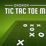 緑色の背景に3D風の三目並べの盤と「TIC TAC TOE MANIA」と書かれた白い文字。