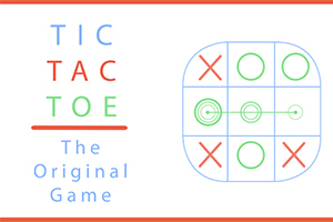 「TIC TAC TOE The Original Game」と書かれたテキストと、丸とバツのマーキングがある三目並べのグリッド。
