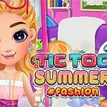 金髪のキャラクターが室内でピンクのサングラスを頭に乗せて微笑んでいる。