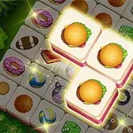ハンバーガーやその他の食品アイコンが描かれたタイルが並ぶゲームボード。