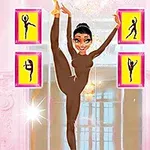 バレリーナ姿のキャラクターが片足を高く上げてポーズをとっている。