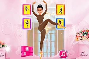 ダンスのポーズをとる茶色のレオタードを着た女性のイラスト。