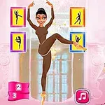 ダンスのポーズをとる茶色のレオタードを着た女性のイラスト。