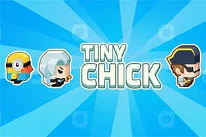 青い背景に、3人のキャラクターと「TINY CHICK」という文字が描かれています。