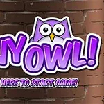 紫色のフクロウのイラストと「TINY OWL!