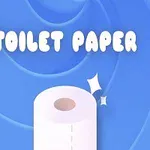 青い背景にトイレットペーパーと「TOILET PAPER」の文字が描かれたイラスト。