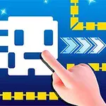 手が白いキャラクターをタップしている青い背景の画像。