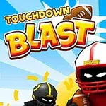 アメリカンフットボールのヘルメットをかぶったキャラクターがボールを持って走っているイラスト。