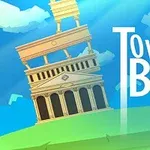 青空の下、傾いた古典的な建物と「TOWER OF BABEL」という文字が描かれたイラスト。