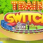 カラフルな円形の鉄道と「TRAIN SWITCH」の文字が表示されているイラスト。