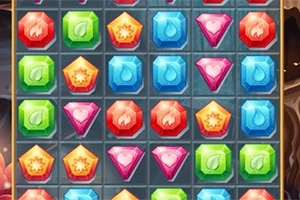 色とりどりの宝石が並べられたゲーム風のグリッド。