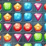 色とりどりの宝石が並べられたゲーム風のグリッド。