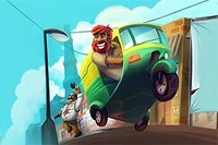 インドの賑やかな街を走るクラシックな人力車