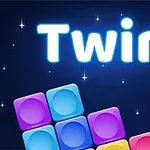 夜空の背景に「Twirl」の発光する文字とカラフルなブロックが配置されている画像。