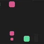 黒い背景に、ピンクと緑の四角形が配置されている画像。