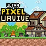 色とりどりのピクセルアートで描かれた風景、家や火、木、山が並んでいる。