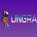 紫色の背景にオレンジと青の宇宙服を着たキャラクターと「UNGRAVITY」というテキスト。