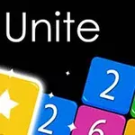 黒い背景に「Unite」という文字と、星が描かれた黄色いタイルを含むカラフルな数字のタイル。