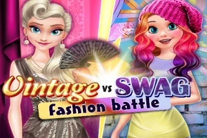 ヴィンテージファッションとスワッグファッションをテーマにした2人の女性キャラクターが並んでいるイラスト。