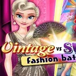 ヴィンテージファッションとスワッグファッションをテーマにした2人の女性キャラクターが並んでいるイラスト。