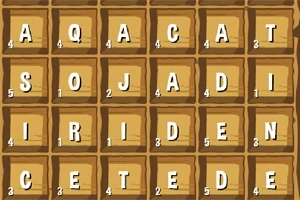 茶色の背景に、アルファベットと数字が書かれた四角いボックスが並んでいる。