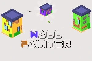 カラフルな3つの建物と「WALL PAINTER」というテキストが描かれたイラスト。
