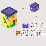 カラフルな3つの建物と「WALL PAINTER」というテキストが描かれたイラスト。