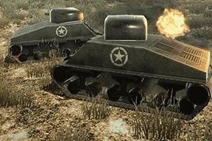 荒野の中に二台の星のマークが付いた戦車が描かれている。