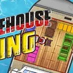 ボートのデッキに複数のカラフルな箱と「WAREHOUSE KING」というテキストが表示されているイラスト。
