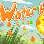 笑顔の黄色いキャラクターと「Water Blast」の文字があり、カラフルな水のしずくが背景に広がっている。