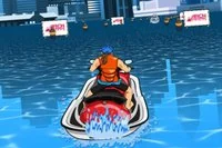 スピードボートで海を進み、目標を探す