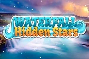 滝が流れる風景を背景に、色鮮やかな「WATERFALL Hidden Stars」のタイトルが表示されている。