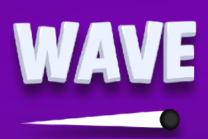 紫色の背景に大きな白い文字で「WAVE」と書かれた上に、黒い円と白い三角形のデザインが配置されている画像。