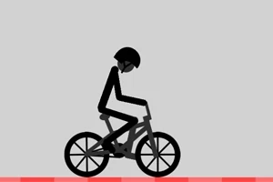 自転車に乗ったヘルメットをかぶった棒人間。