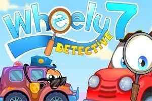 パトカーと赤い車が虫眼鏡を持っているイラスト。
