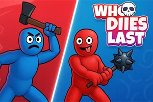 Who Dies Last 青いキャラクターが斧を持ち、赤いキャラクターがメイスを持っているイラスト。