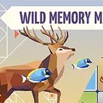 鹿と魚が描かれた多角形アートスタイルの動物イラスト。