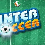 緑のフィールドに「WINTER SOCCER」の文字と二つの国旗が描かれている。