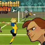 女性サッカー選手がペナルティキックを蹴る瞬間と、2人の女性選手の顔が描かれているイラスト。