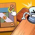 木の板と手描き風の顔が描かれたネジがイラスト化され、指がネジの横にある様子。