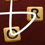 木製のタイルに「D」「O」「R」の文字が書かれ、白い線でつながれている画像。