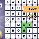 左側にパズルのピースと「WORD SWIPE」のロゴ、右側に文字のグリッドと「Cool!