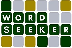緑と金色の背景に「WORD SEEKER」と書かれた文字のブロック。