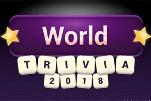 紫色の背景に「World TRIVIA 2018」と書かれた文字があり、両側に星が描かれている。